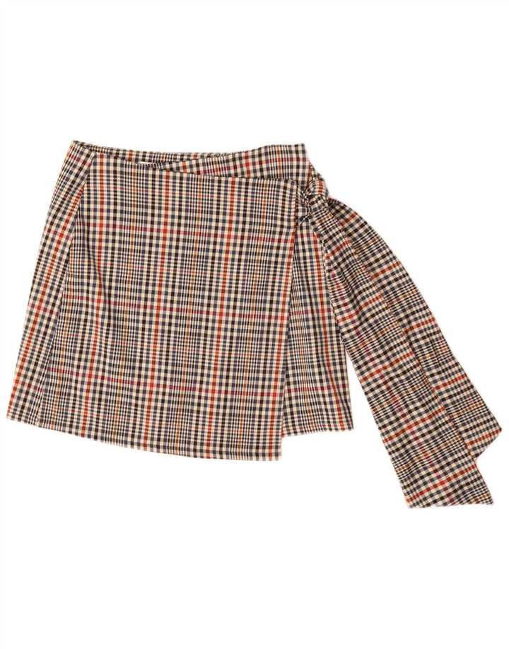 HAVEONE Falda cruzada para mujer mediana W28 poliéster a cuadros multicolor