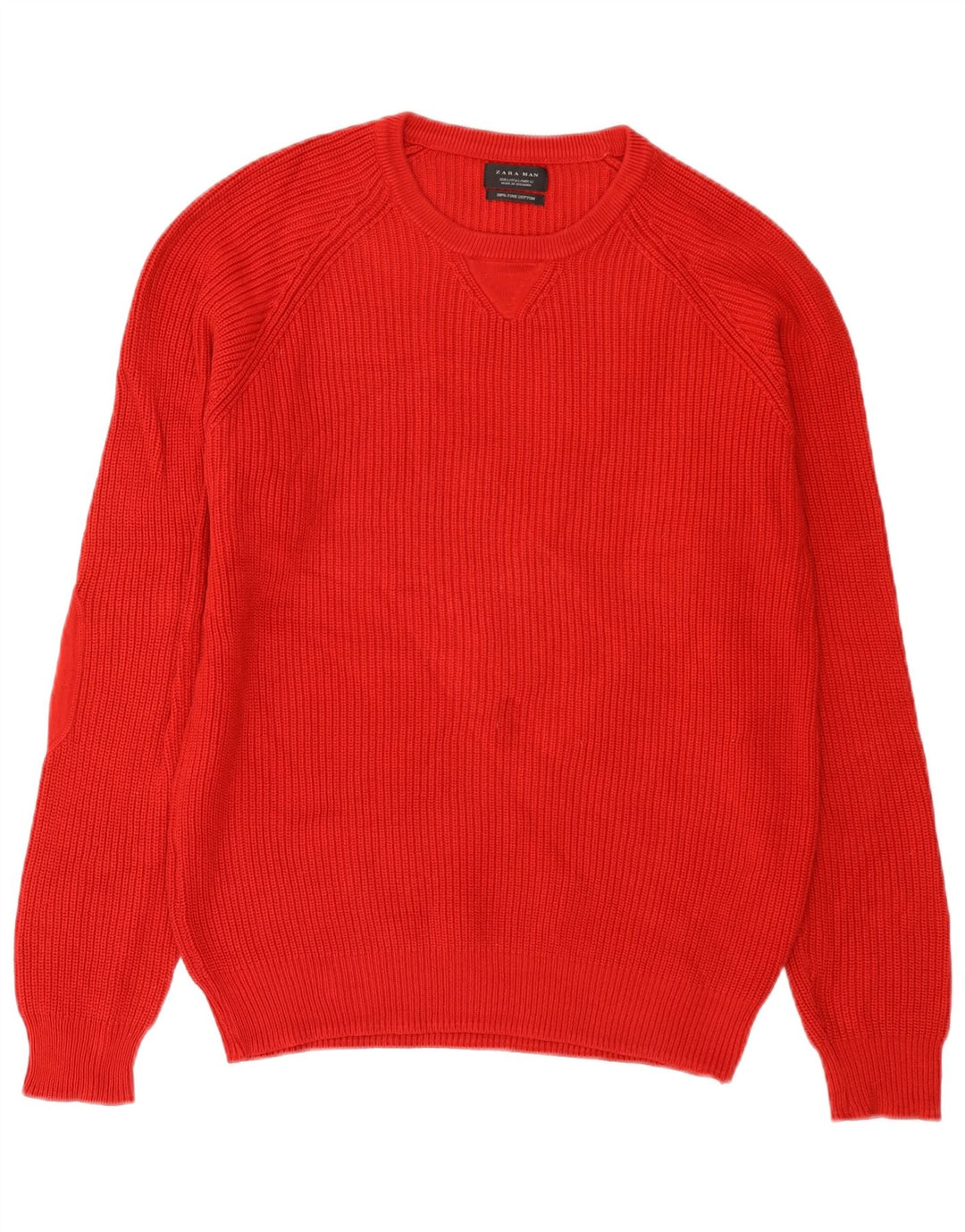 Zara Hombre Jersey Con Cuello Barco Jersey Grande Algodón Rojo
