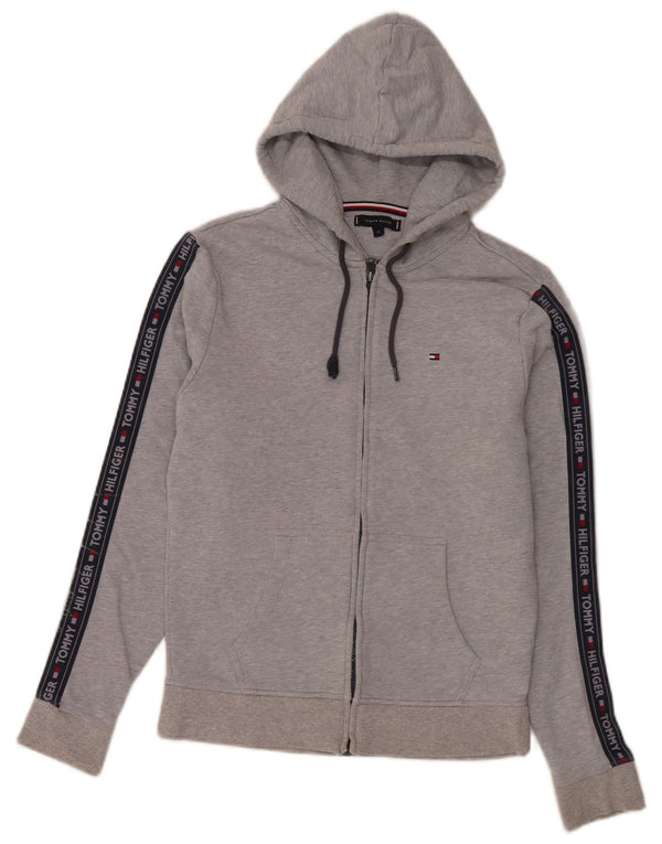 Tommy Hilfiger Sudadera con capucha y cremallera gráfica para hombre Gris medio Colorblock