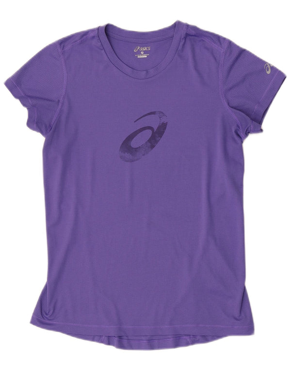 Asics Camiseta gráfica para mujer Top UK 10 Small Purple Pinstripe