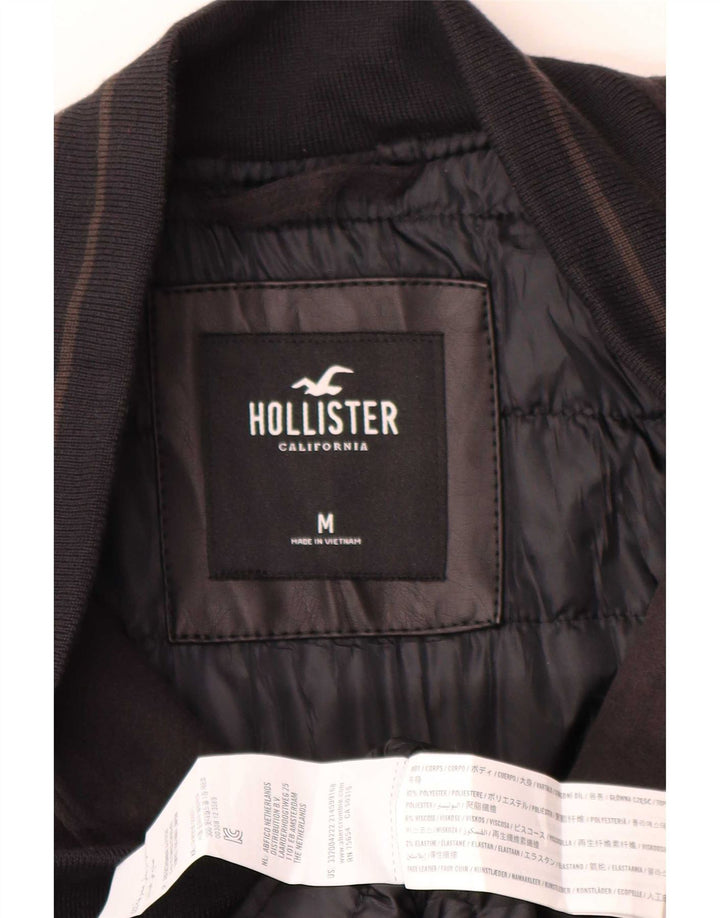 Hollister Mens Graphic Varsity Jacket Reino Unido 38 Mediano Negro Poliéster