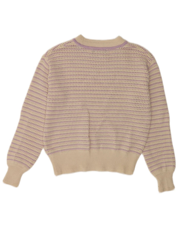 Marks & Spencer Jersey con Cuello Barco para Mujer UK 6 XS Beige Rayas