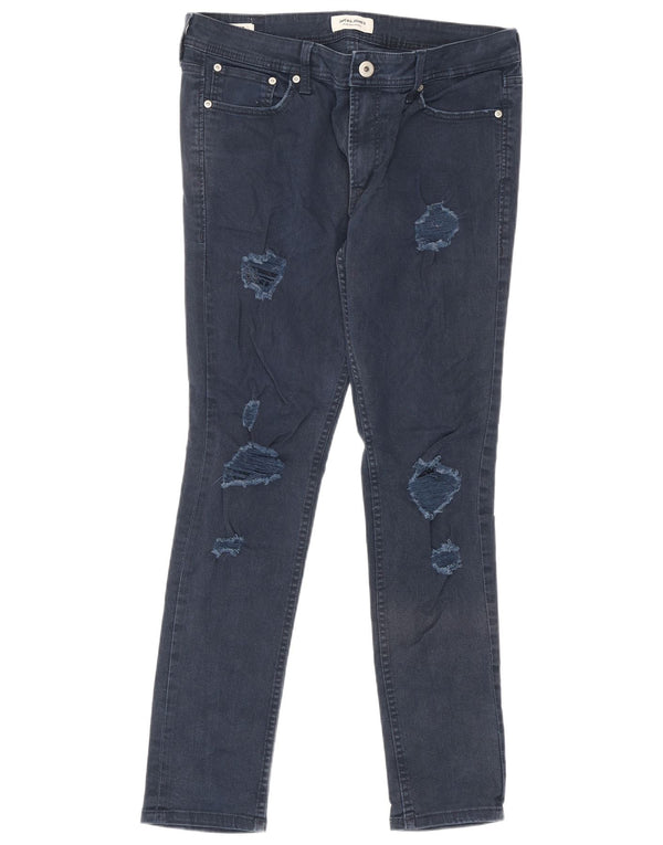 Jack & Jones Hombre Liam Vaqueros Slim Desgastados W34 L32 Algodón Azul Marino