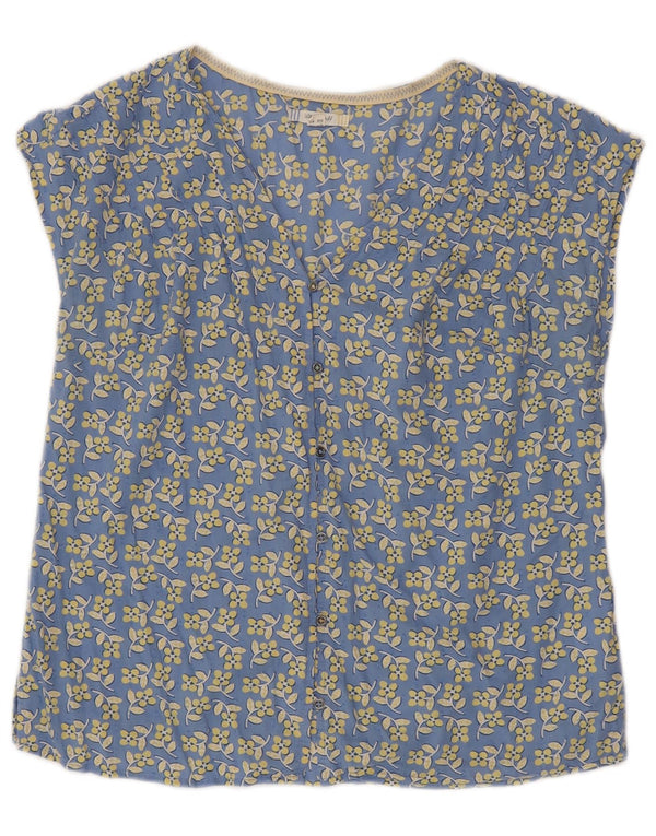White Stuff Blusa de manga corta para mujer UK 40 Azul medio Floral