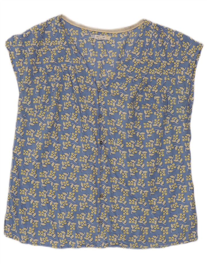 White Stuff Blusa de manga corta para mujer UK 40 Azul medio Floral