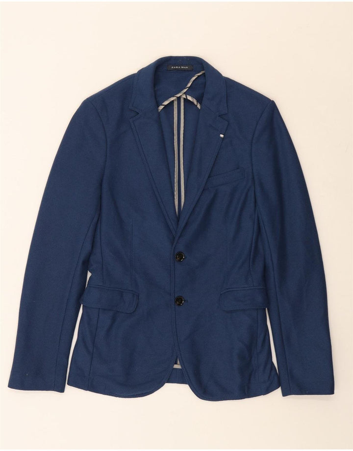 Zara Chaqueta tipo blazer de 2 botones para hombre UK 34 XS Poliéster azul marino
