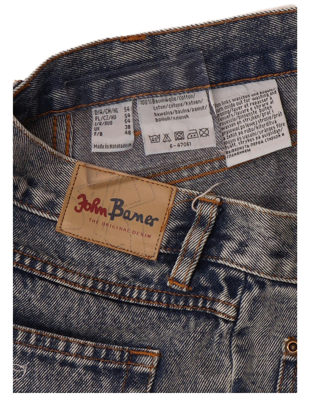 John Baner Pantalones cortos de mezclilla para hombre W38 XL Algodón azul