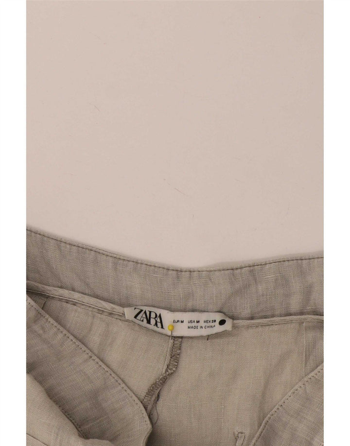Zara Mujer Pantalones Casuales De Pierna Ancha Mediano W28 L32 Gris