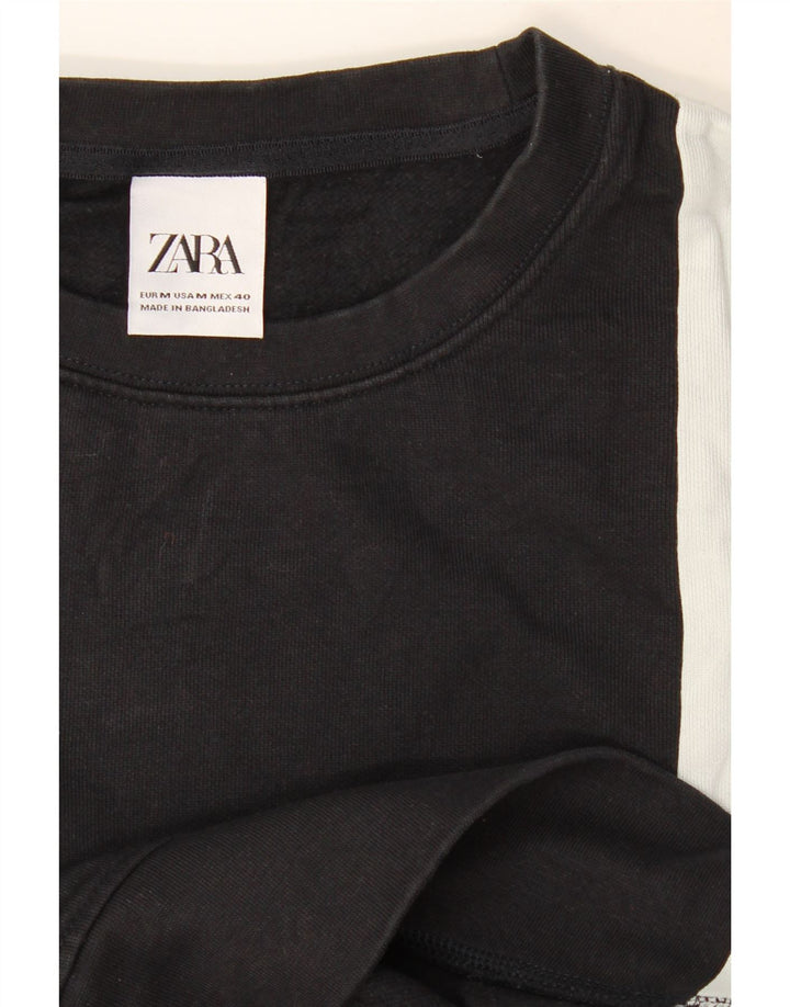 Zara Hombre Sudadera Jumper Medium Negro Colorblock
