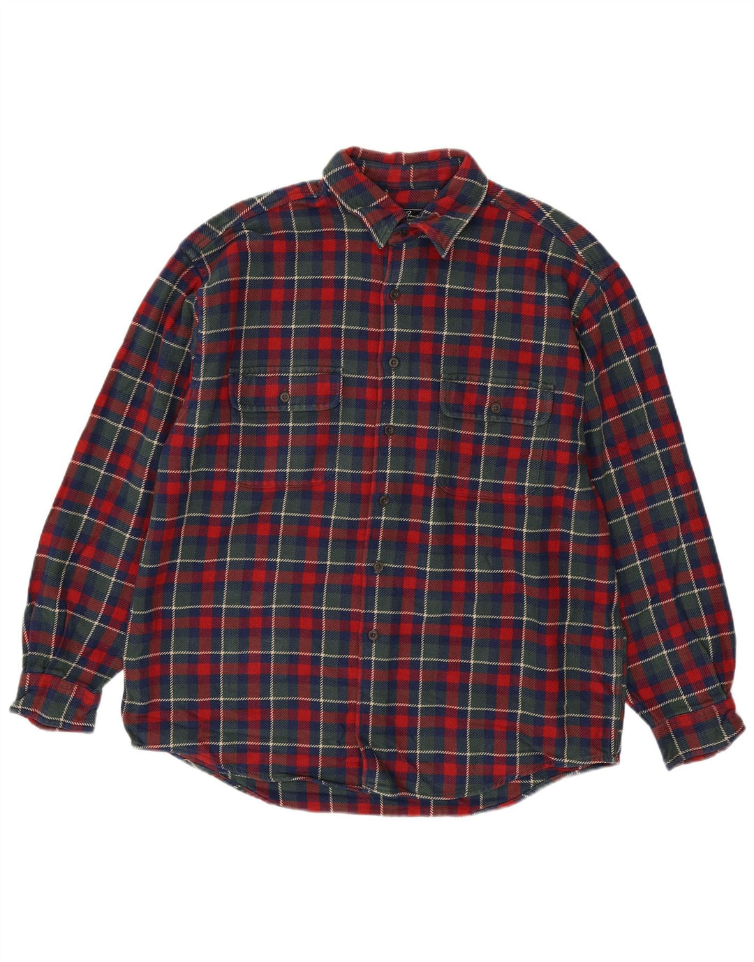 EDDIE BAUER Camisa de franela para hombre de algodón con cuadros multicolores grandes