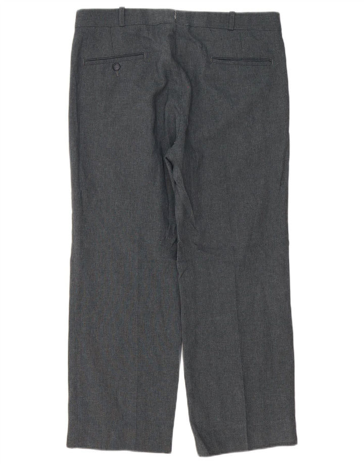 Farah Pantalones de traje de pierna ancha para hombre W32 L26 Poliéster gris