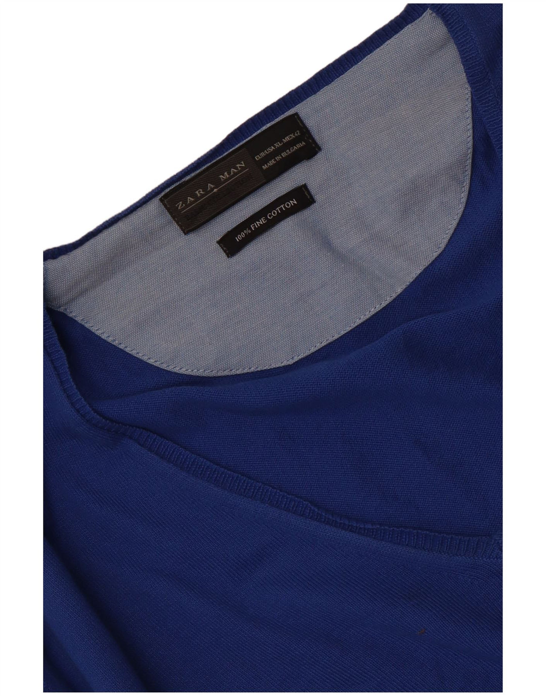 Zara Hombre Jersey Cuello Pico XL Azul Algodón