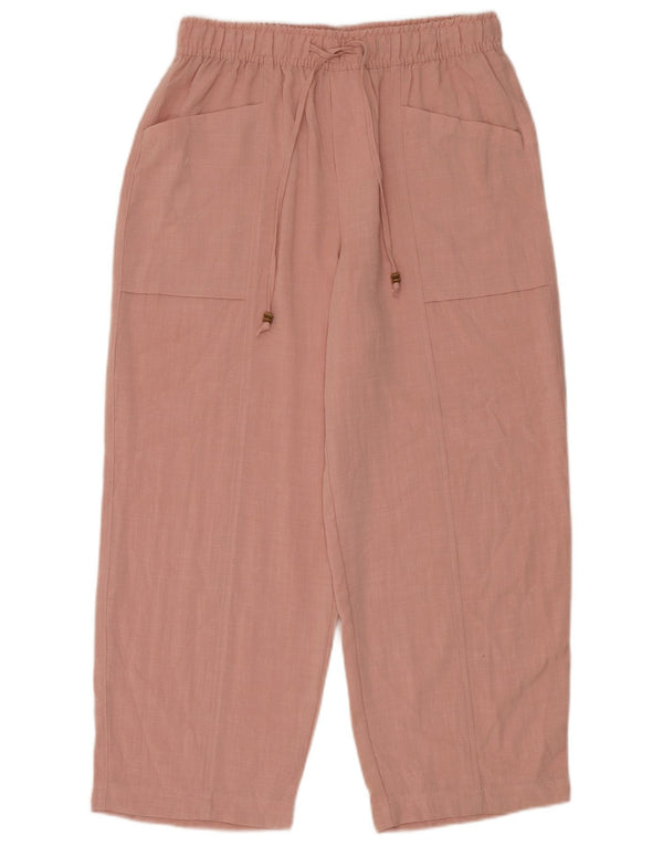 Zara Mujer Pantalón Cropped Loose Fit Mediano W30 L26 Viscosa Rosa