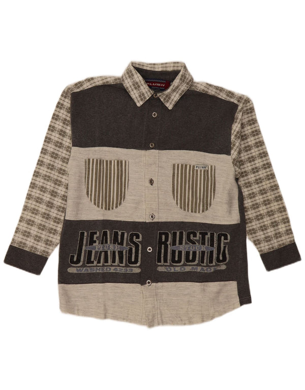 Camisa de franela gráfica vintage para hombre Algodón a cuadros gris medio