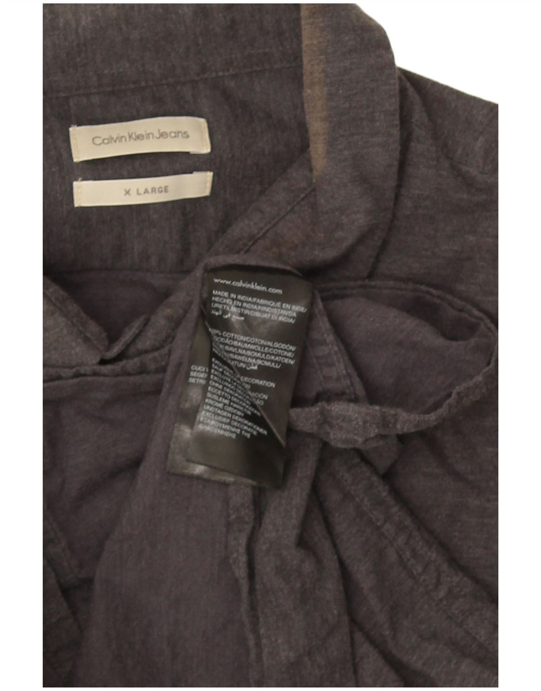 Calvin Klein Jeans Camisa Hombre XL Gris Algodón