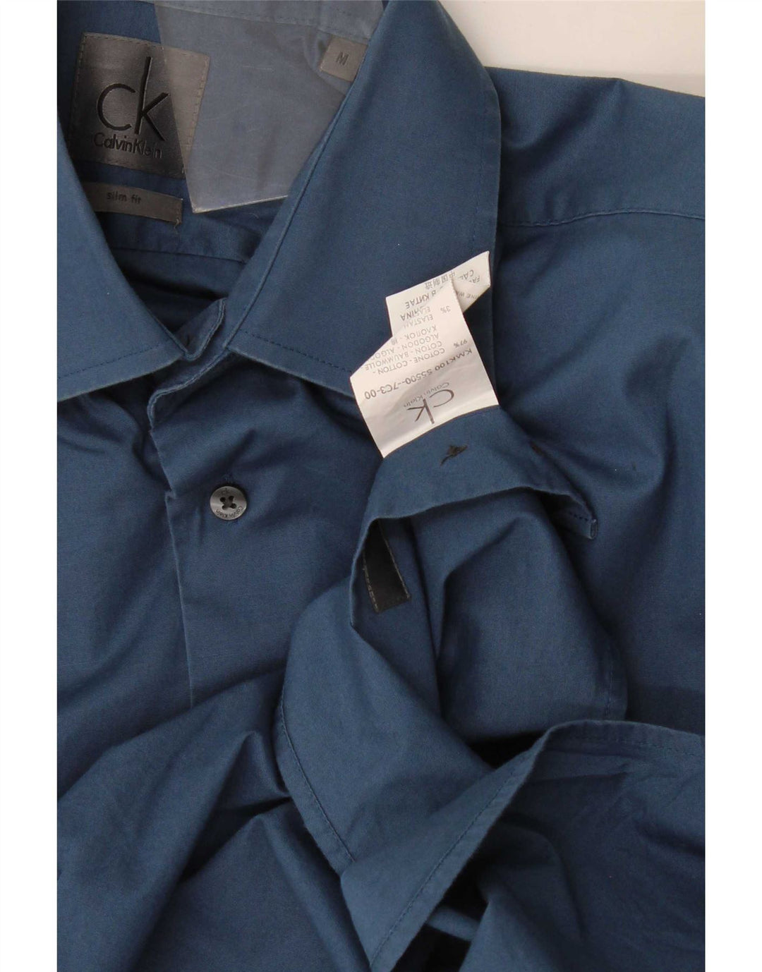 Camisa Calvin Klein Hombre Slim Fit Algodón Azul Medio