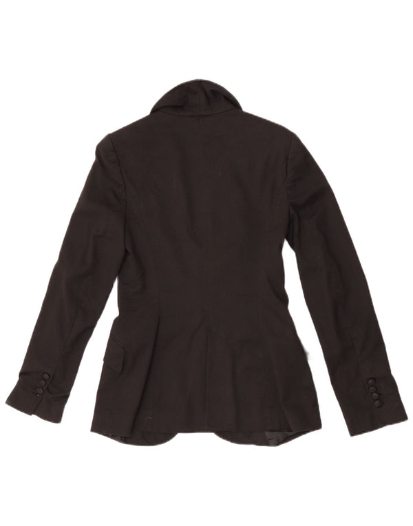 Zara Mujer Chaqueta Blazer De 1 Botón UK 10 Small Poliéster Negro