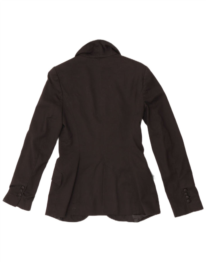 Zara Mujer Chaqueta Blazer De 1 Botón UK 10 Small Poliéster Negro