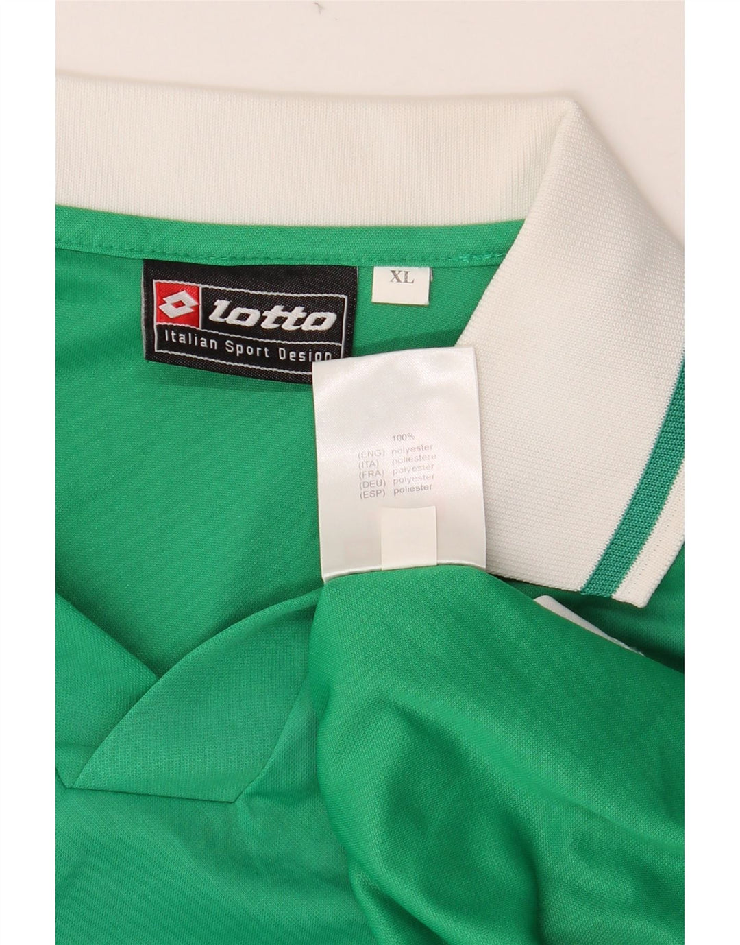 LOTTO Polo gráfico de manga larga para hombre XL Poliéster color block verde