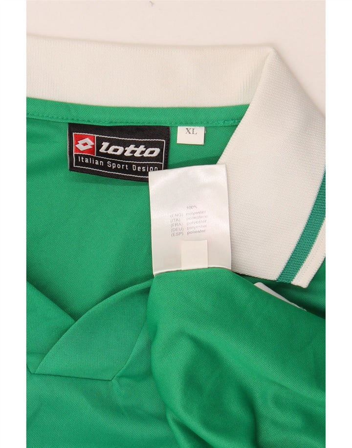 LOTTO Polo gráfico de manga larga para hombre XL Poliéster color block verde