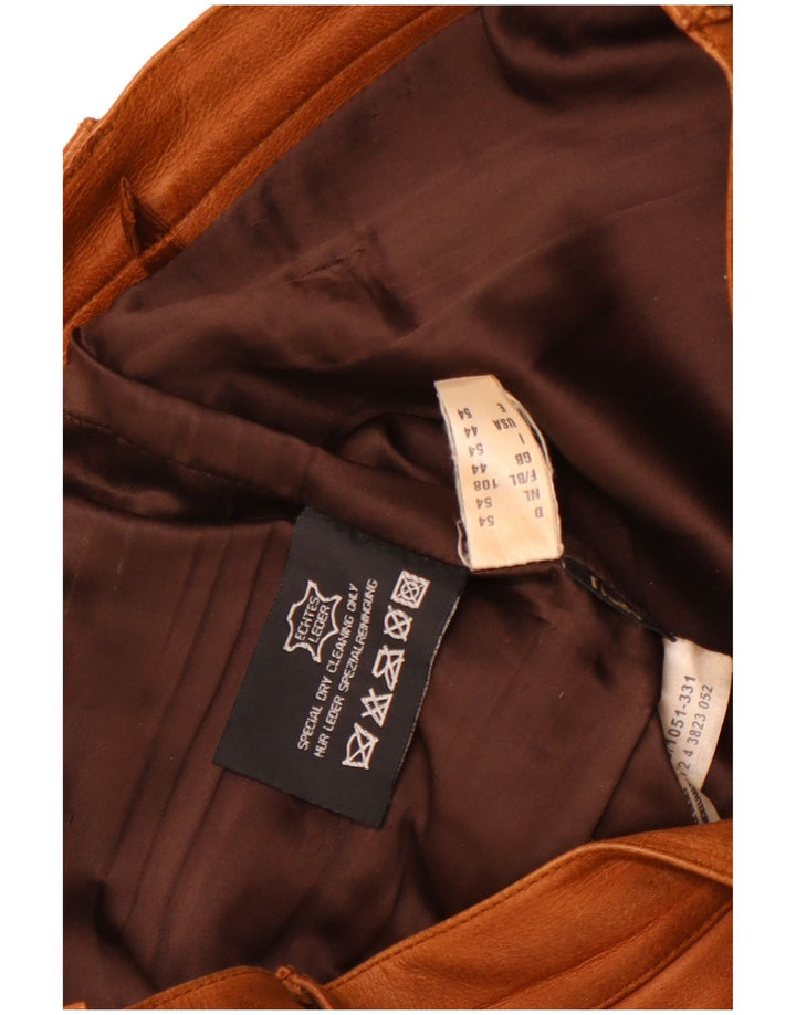 Pantalones de cuero rectos vintage para hombre W36 L33 cuero marrón