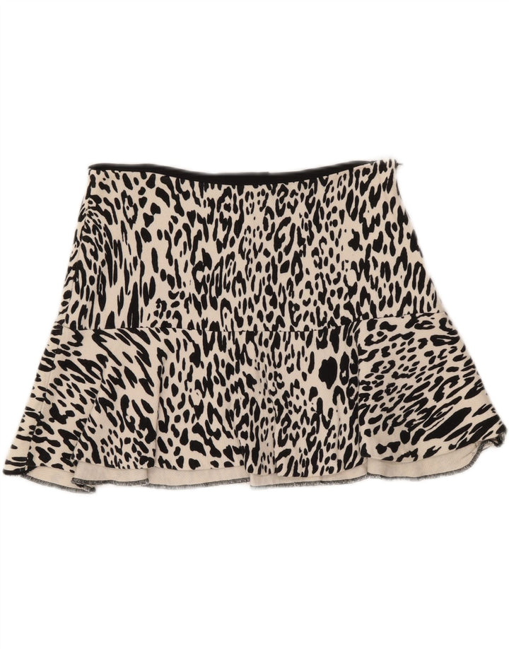 Minifalda Zara Mujer Mediana W28 Estampado Animal Blanco Roto