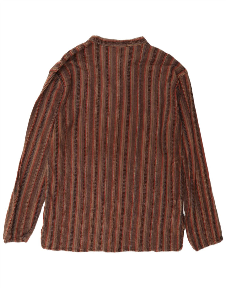 Kathmandu - Jersey para hombre, talla grande, algodón a rayas, color marrón