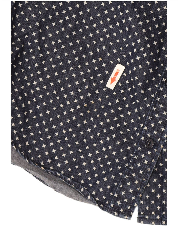 J. Crew Camisa vaquera extragrande con patrón abstracto para mujer US 2 XS Azul marino
