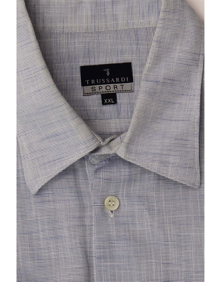 Camisa Hombre Trussardi 2XL Algodón Moteado Azul