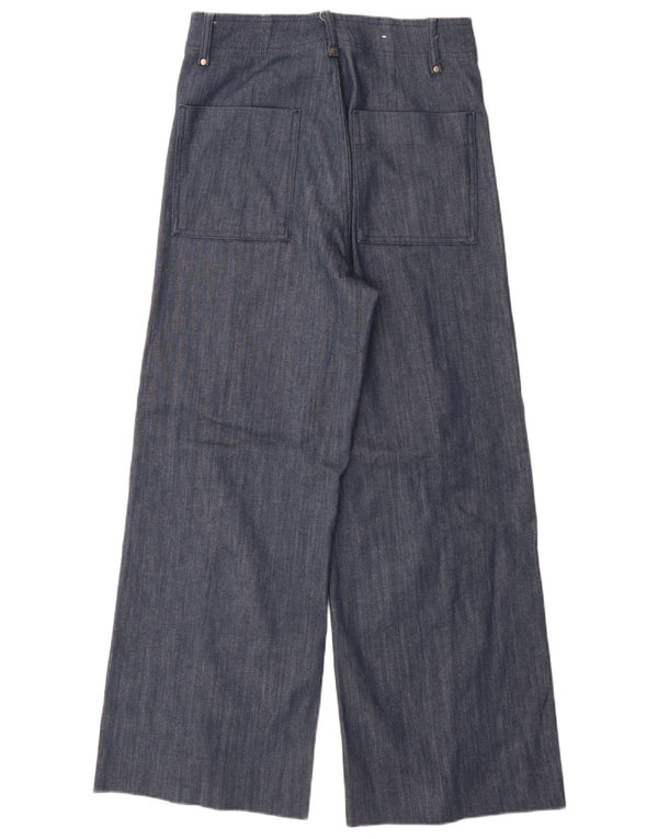Zara Pantalones Casuales De Pierna Ancha Y Cintura Alta para Mujer EU 40 Medium W30 L31 Azul
