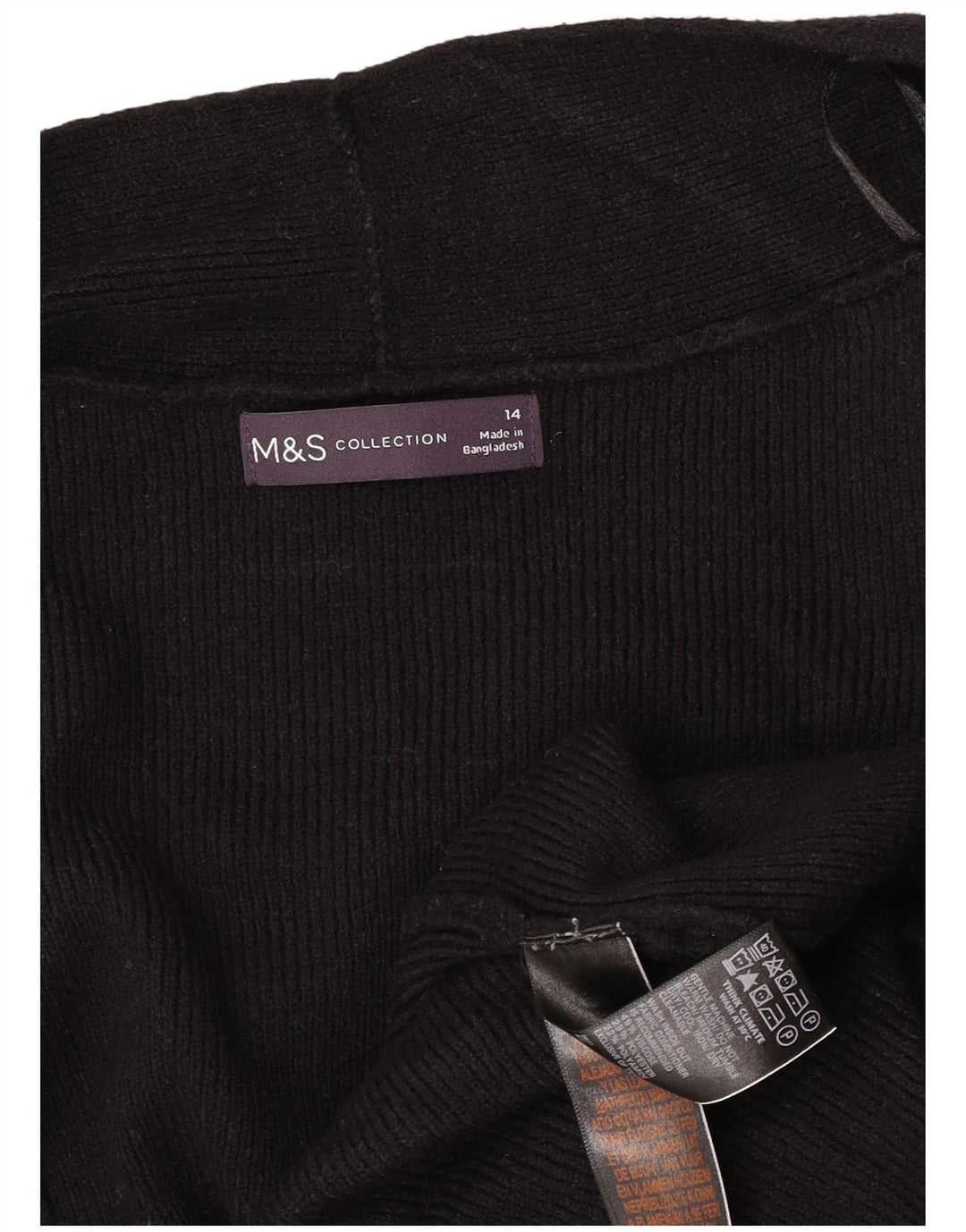 Marks & Spencer Suéter Cárdigan Abierto Largo para Mujer UK 44 Grande Negro