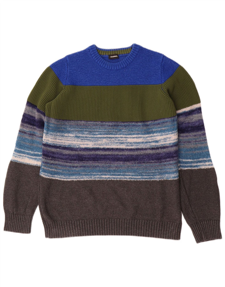 Diesel Jersey de cuello redondo para mujer, talla 40, talla grande, multicolor, a rayas