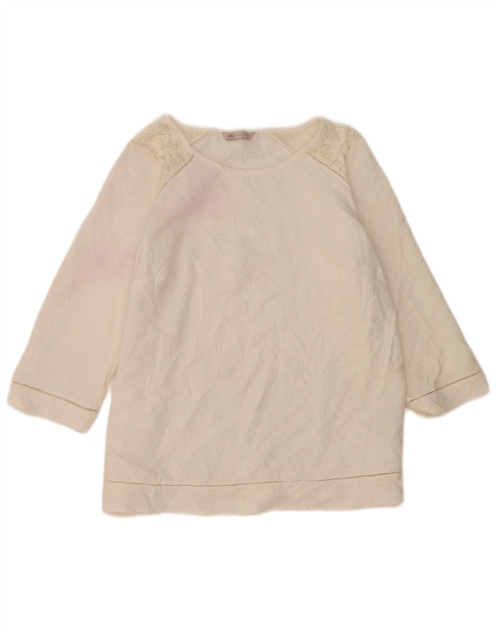 Marks & Spencer Top para mujer manga 3/4 UK 44 Grande Algodón blanco