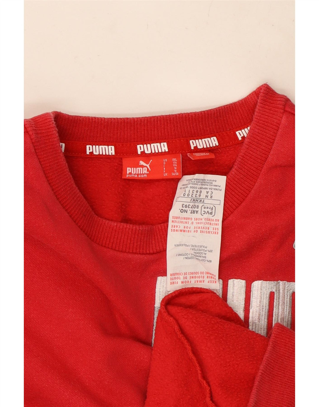 PUMA Sudadera con gráfico para niño, jersey, 15-16 años, algodón rojo