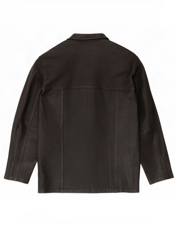 Cuero Legitimo Chaqueta de cuero para hombre UK 40 Large Black