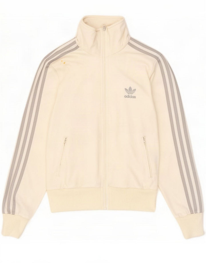 Adidas - Chaqueta de chándal gráfica para mujer, talla 40, poliéster blanco mediano