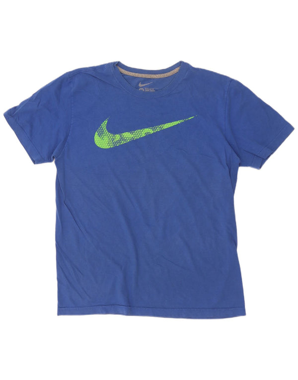 Nike Camiseta con gráfico de corte regular para hombre, parte superior de algodón azul medio