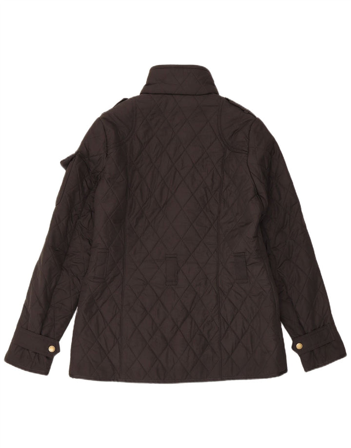 Barbour Chaqueta Acolchada Militar Para Mujer UK 10 Small Poliéster Negro