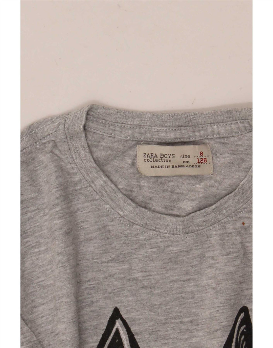 Zara Camiseta Gráfica Niño Top 7-8 Años Gris