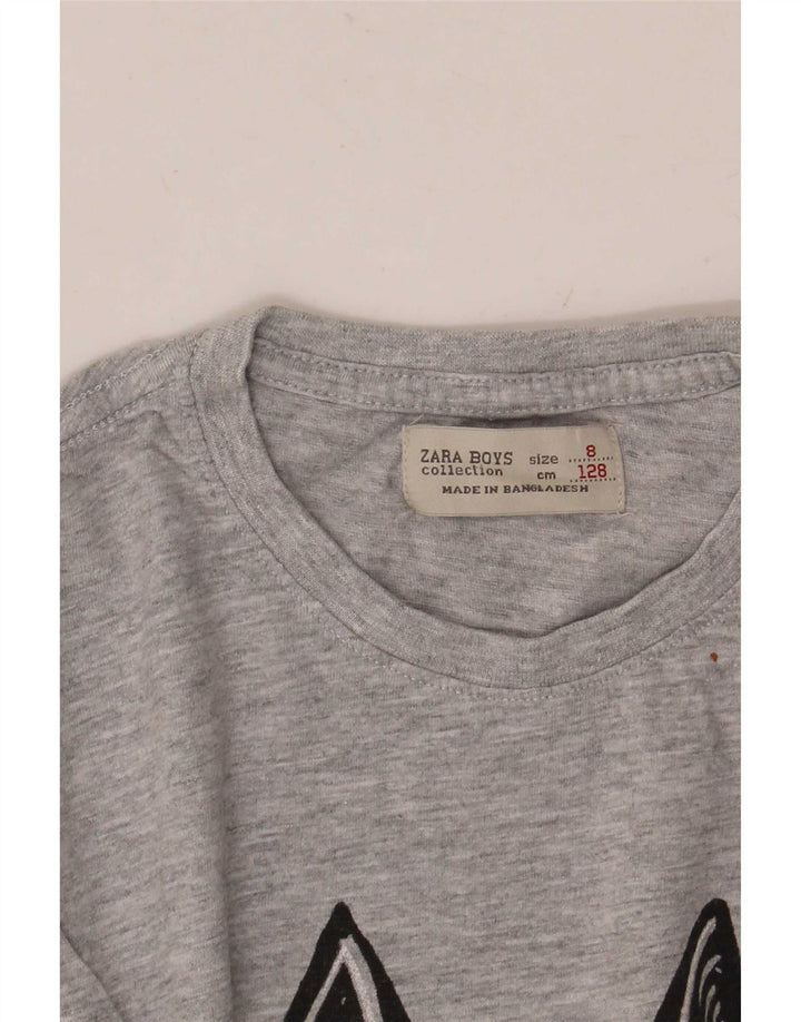 Zara Camiseta Gráfica Niño Top 7-8 Años Gris