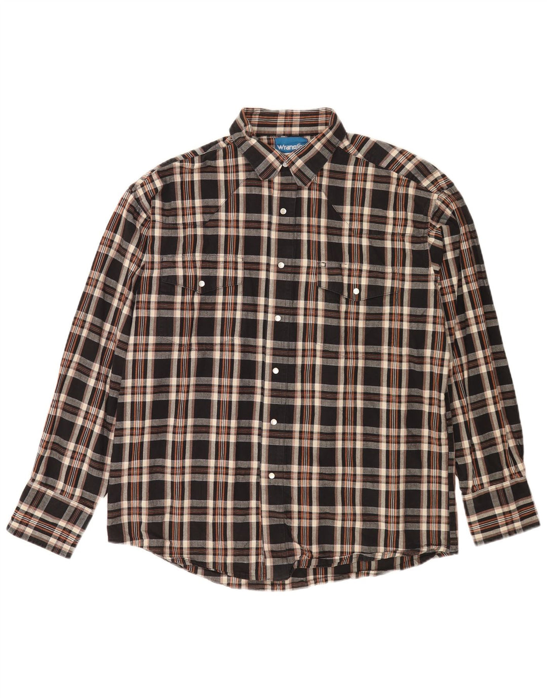Wrangler Camisa de franela para hombre con cuadros negros grandes
