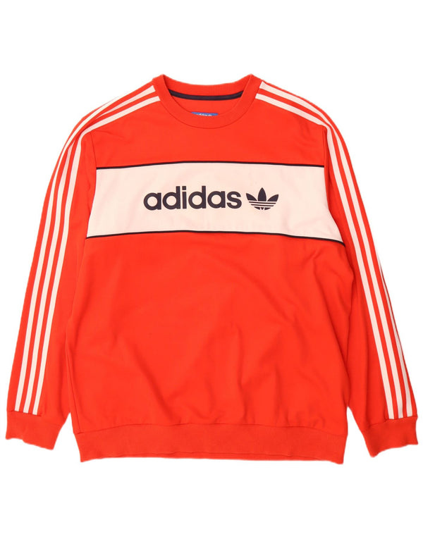 Adidas Hombre Sudadera Gráfica Jumper XL Naranja Colorblock Algodón