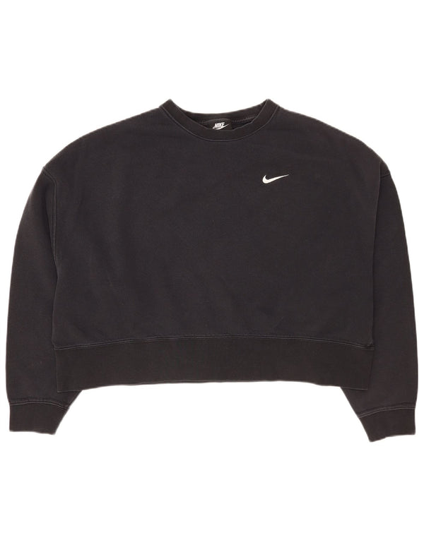 Nike - Sudadera corta extragrande para mujer, talla 40, talla mediana, algodón negro