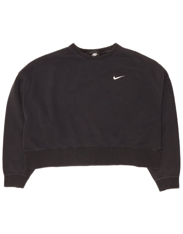Nike - Sudadera corta extragrande para mujer, talla 40, talla mediana, algodón negro