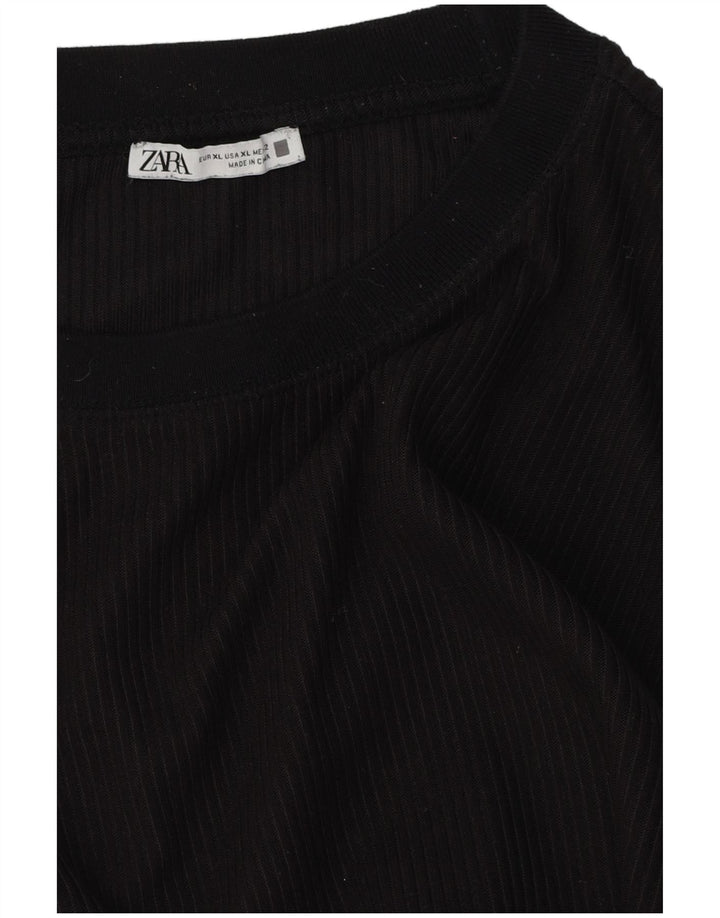 Zara Mujer Top Manga Larga ES 40 XL Negro