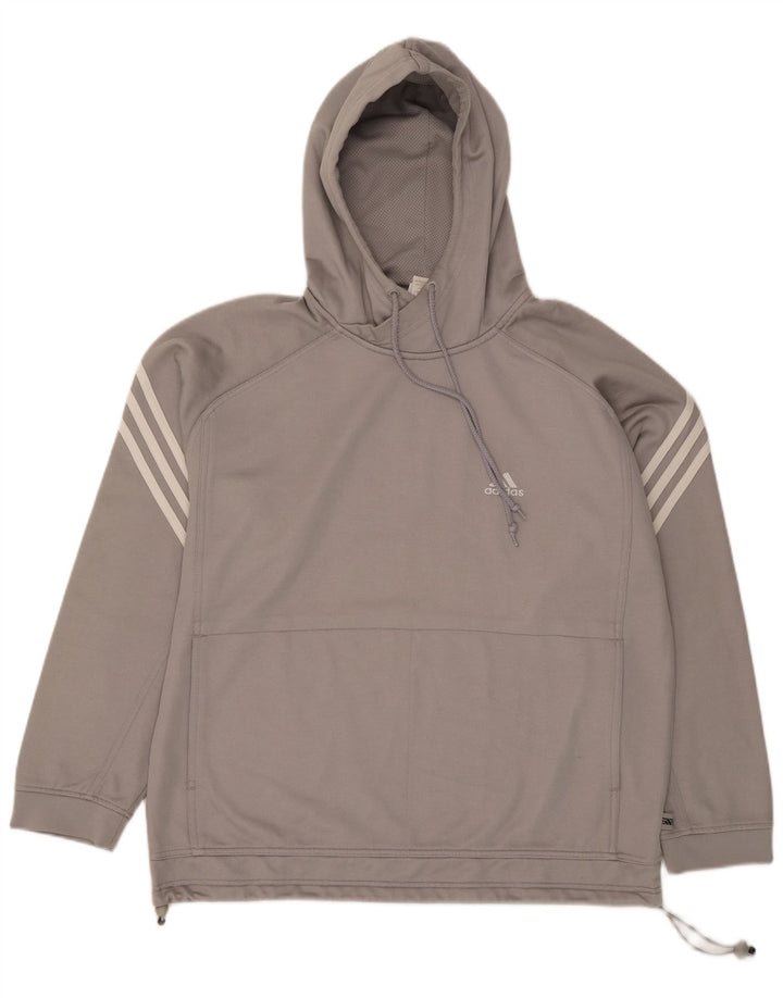 ADIDAS Mens Hoodie Jumper UK 42/44 Large Grey Polyester