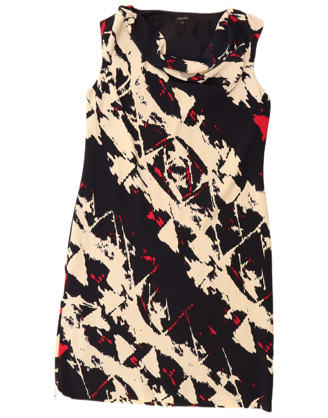 Jaeger Vestido tubo sin mangas para mujer UK 44 Poliéster geométrico negro grande