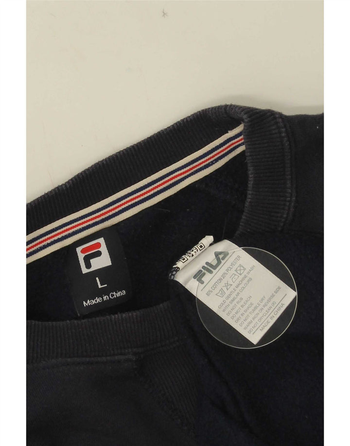 Fila Mujer Sudadera Jumper UK 40 Grande Azul Marino Algodón