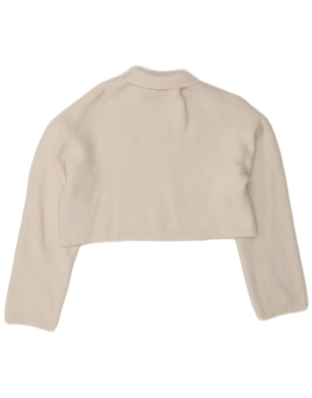 Zara Mujer Crop Oversize Roll Neck Jumper Sweater UK 10 Small Blanco