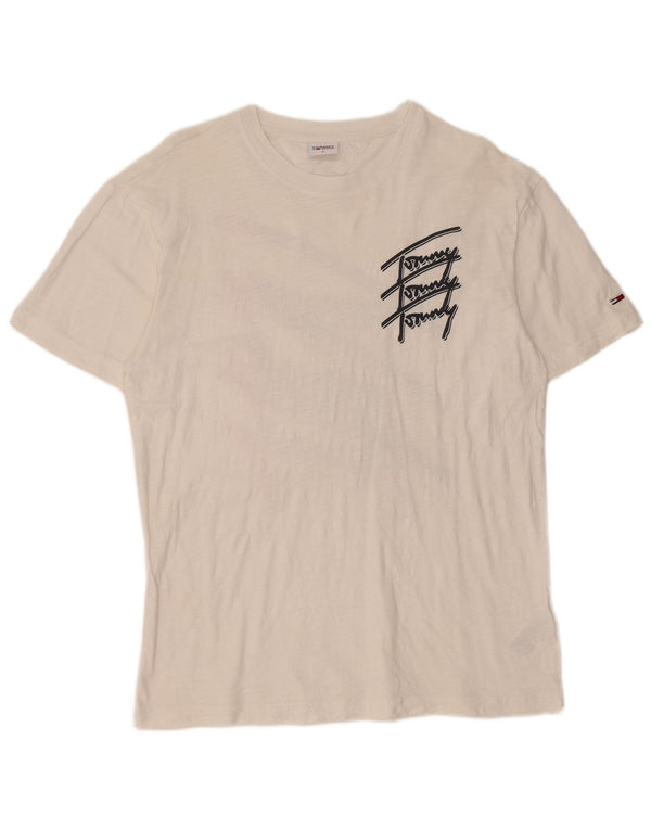 Tommy Hilfiger Camiseta gráfica para hombre Top Medium White Cotton